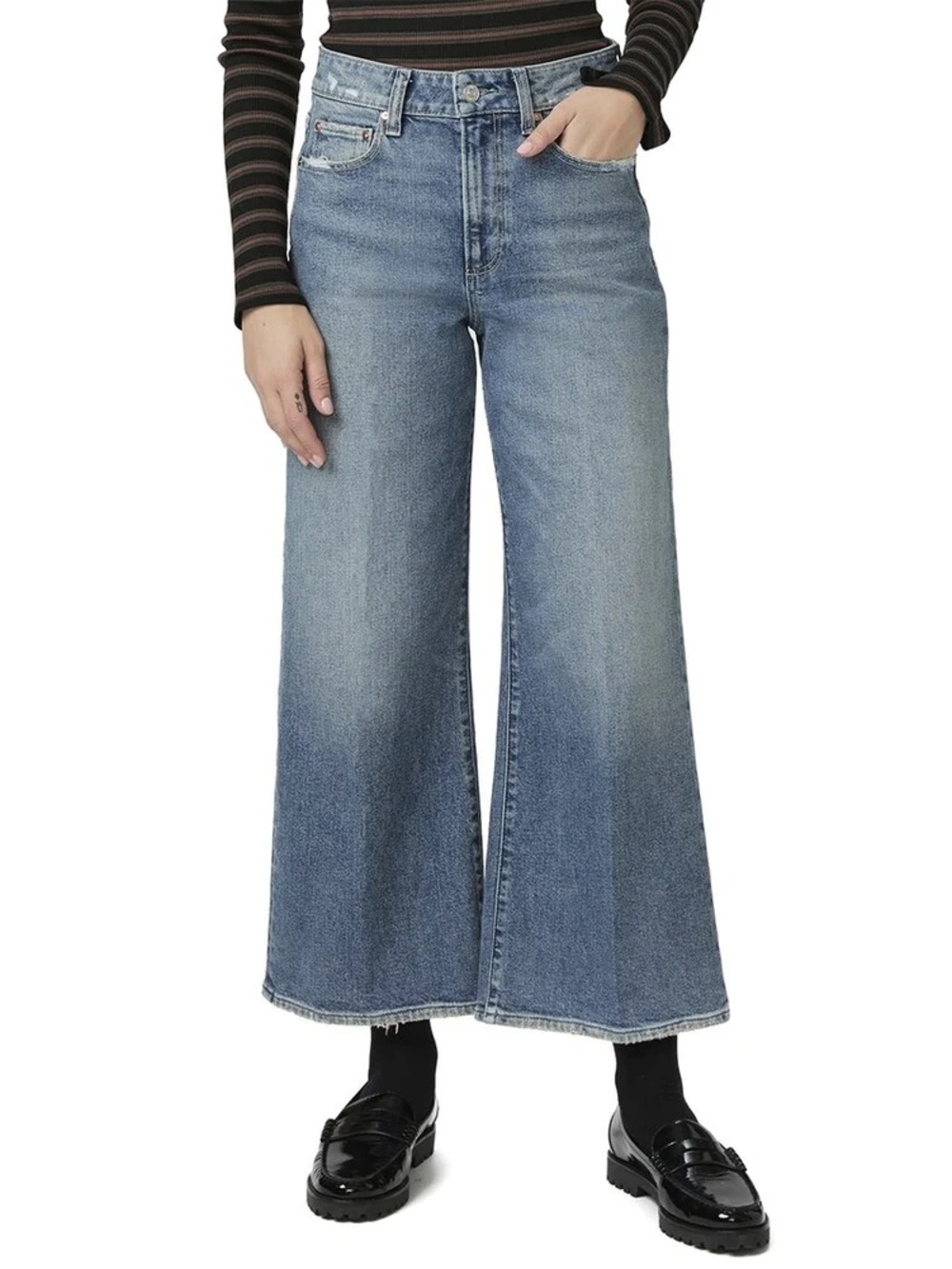 Paige Anessa High Rise Cropped Wide Leg Jeans Cat’s Meow